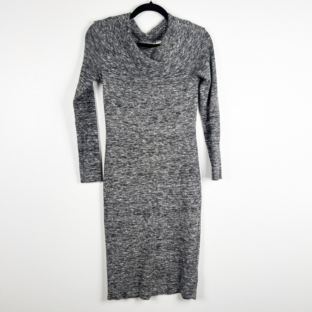 Anthropologie Moth Gray Marbled‎ Knit Cowl Neck Long Sleeve Sweater Dress Small